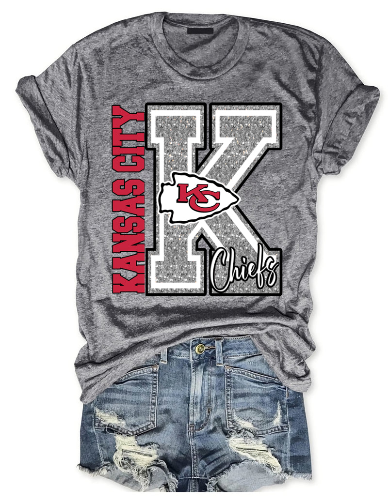 Bling Kansas City KC Chiefs Football T-Shirt