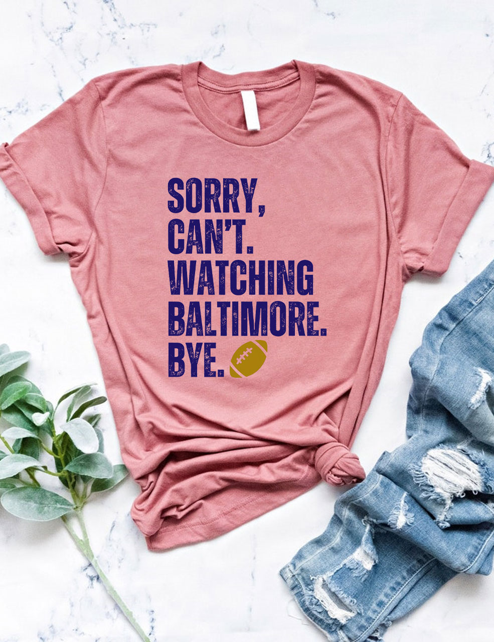 Sorry Can't Watching Baltimore Bye Funny Football T-Shirt