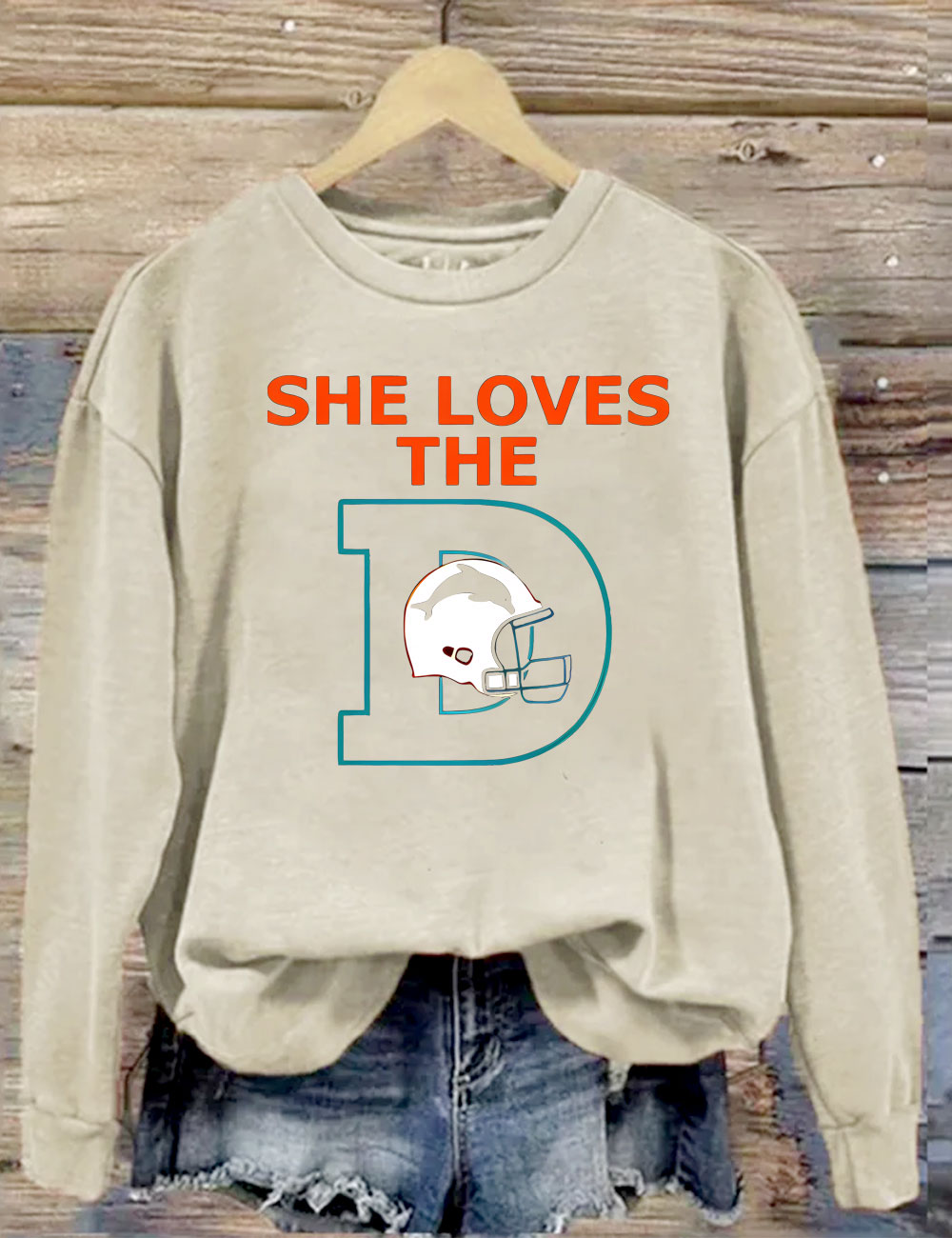 She Loves The Dolphins Football Sweatshirt