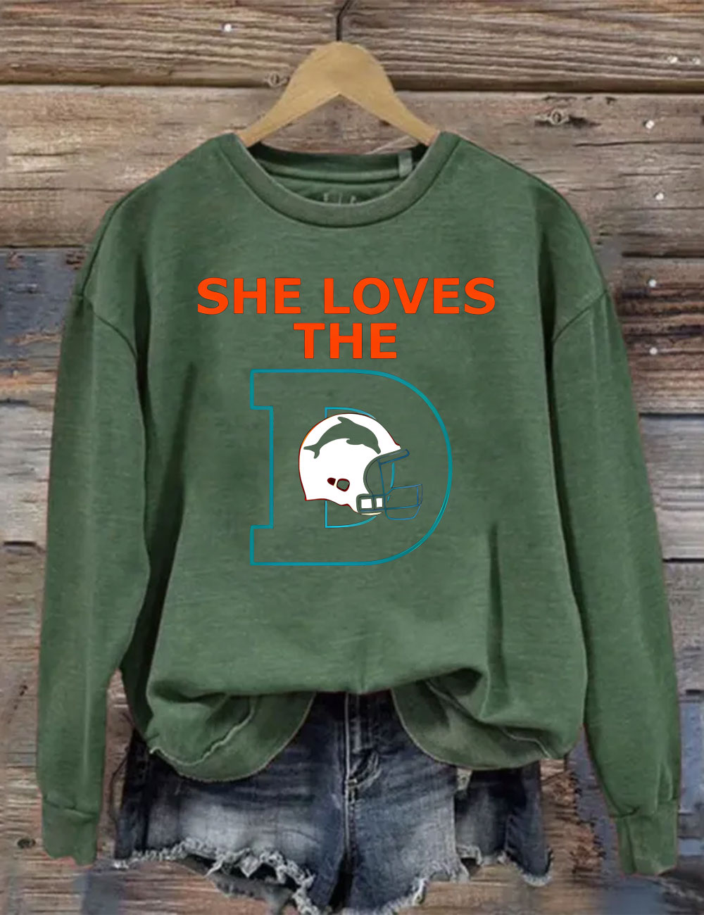 She Loves The Dolphins Football Sweatshirt
