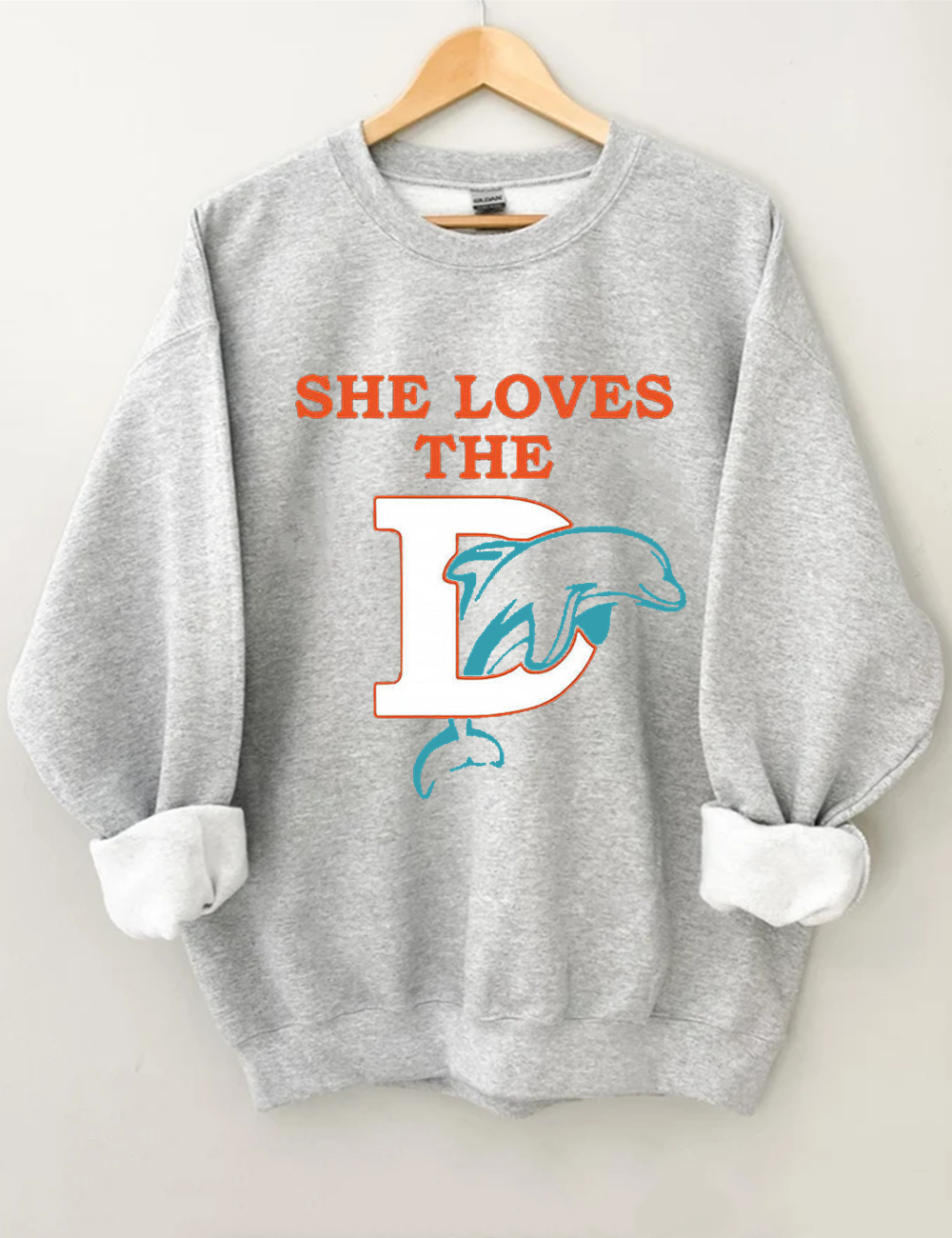 She Loves The Dolphins Football Sweatshirt