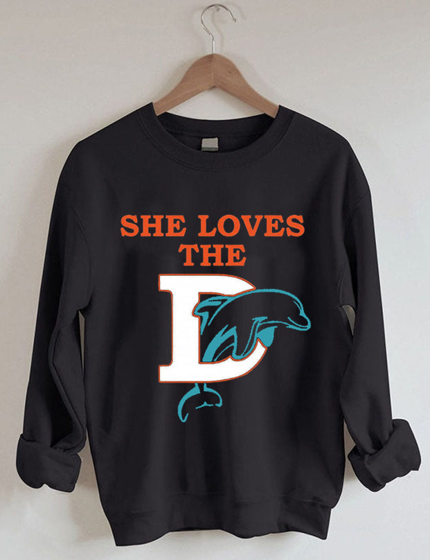 She Loves The Dolphins Football Sweatshirt