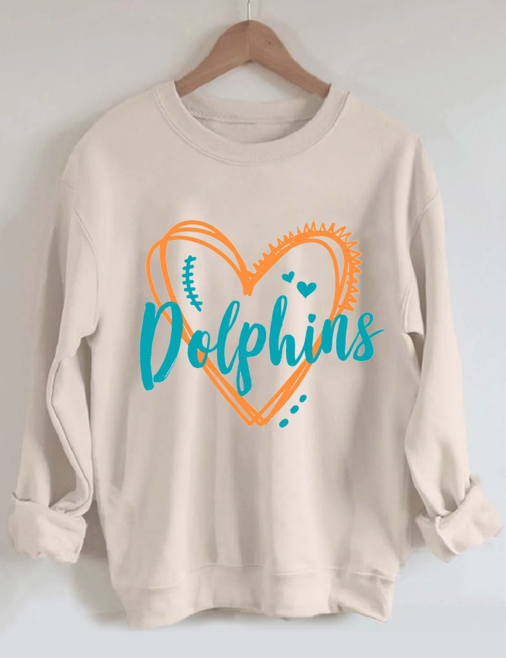 Dolphins Heart Football Sweatshirt