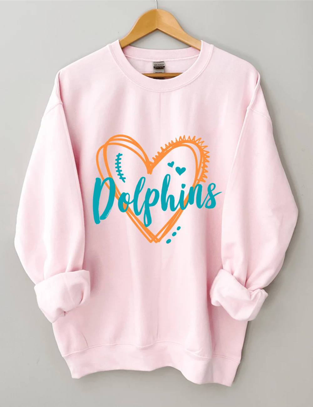 Dolphins Heart Football Sweatshirt
