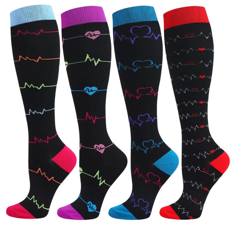 Knee-high Sports Socks for Men and Women - 4 Pairs Socks