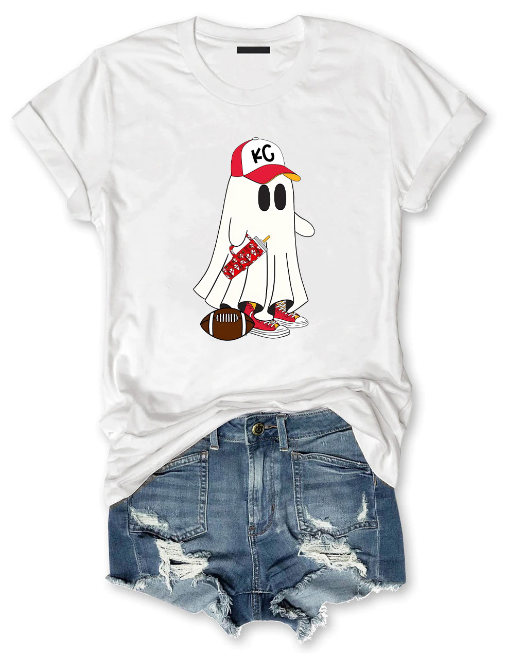 Kansas City Football Spooky Ghost T-Shirt