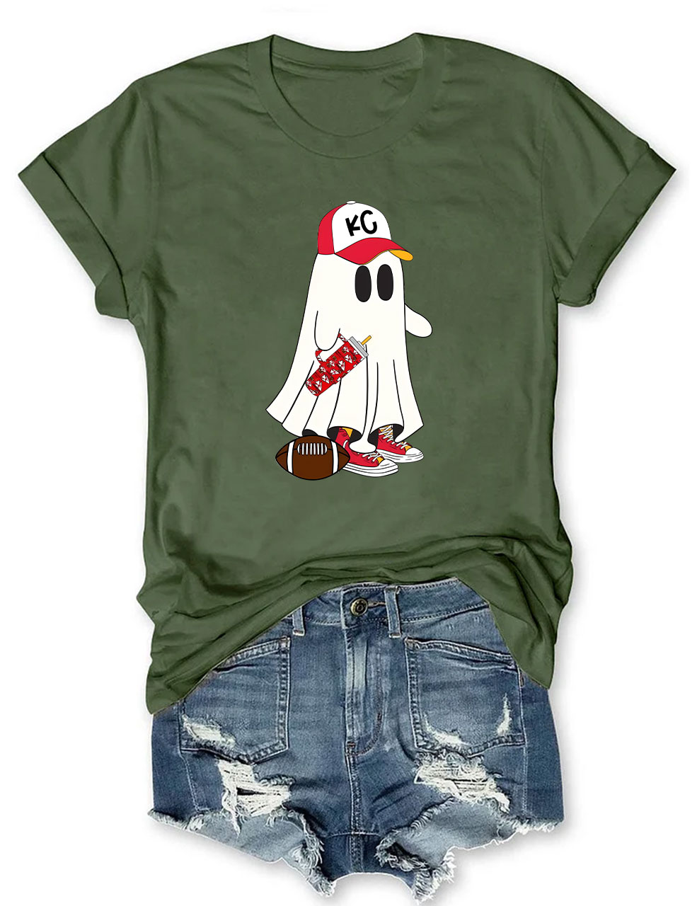 Kansas City Football Spooky Ghost T-Shirt