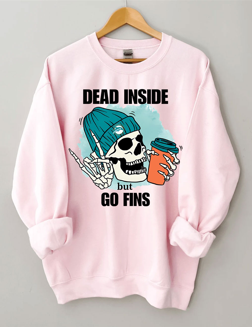 Dead Inside But Go Fins Miami Skeleton Football Sweatshirt