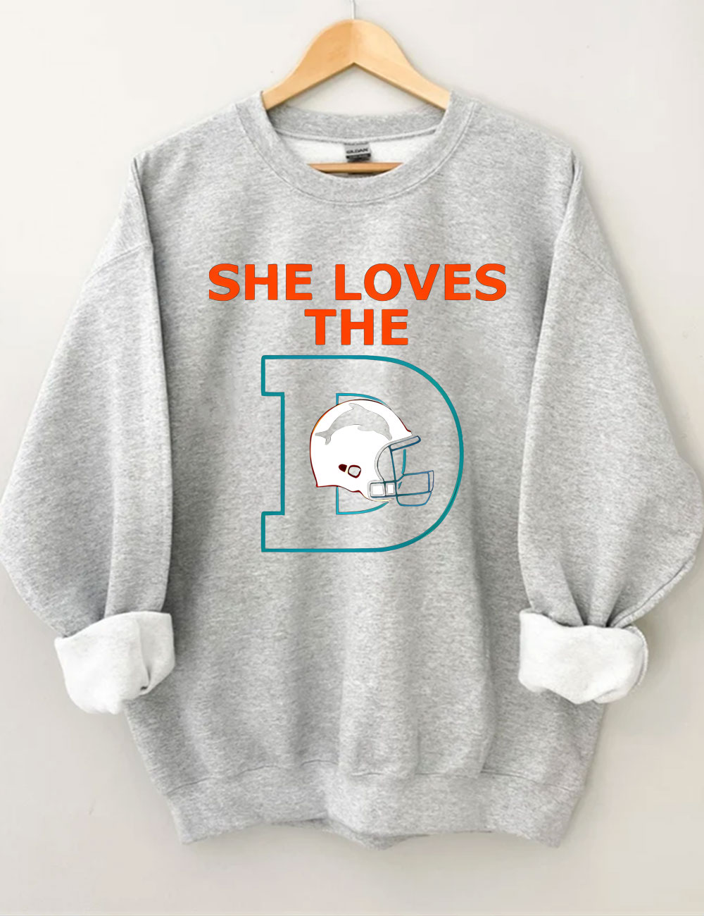 She Loves The Dolphins Football Sweatshirt
