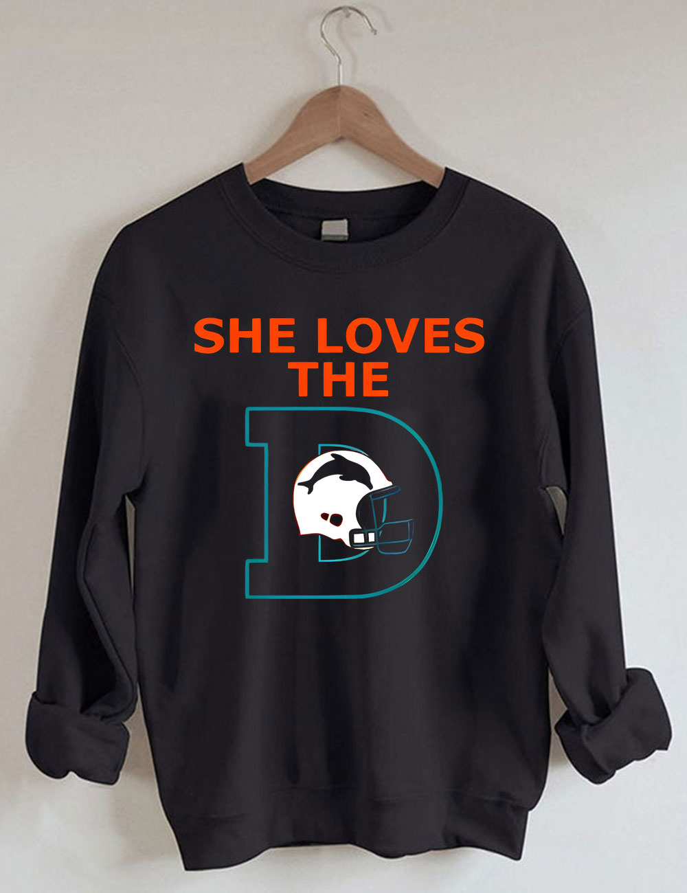She Loves The Dolphins Football Sweatshirt