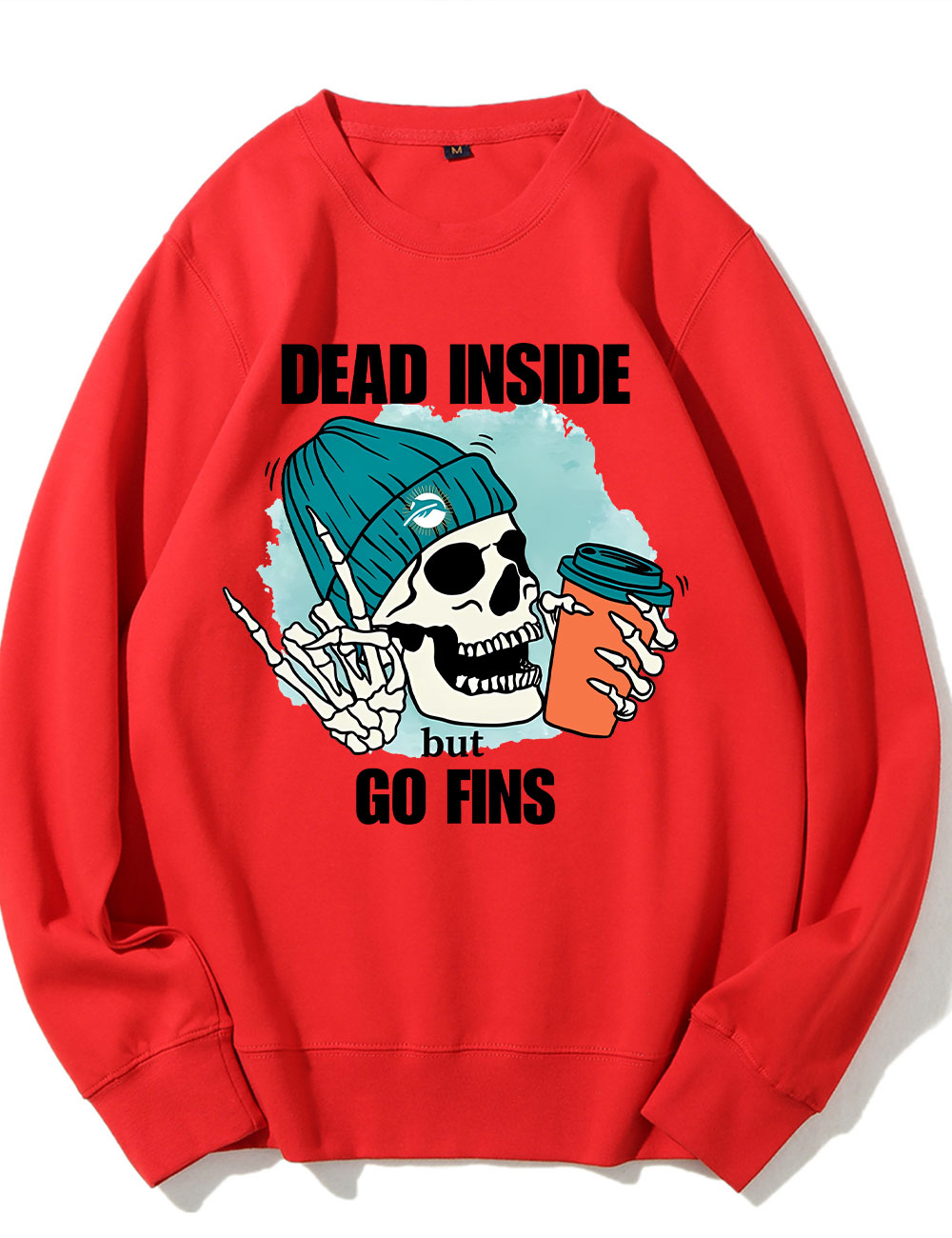 Dead Inside But Go Fins Miami Skeleton Football Sweatshirt