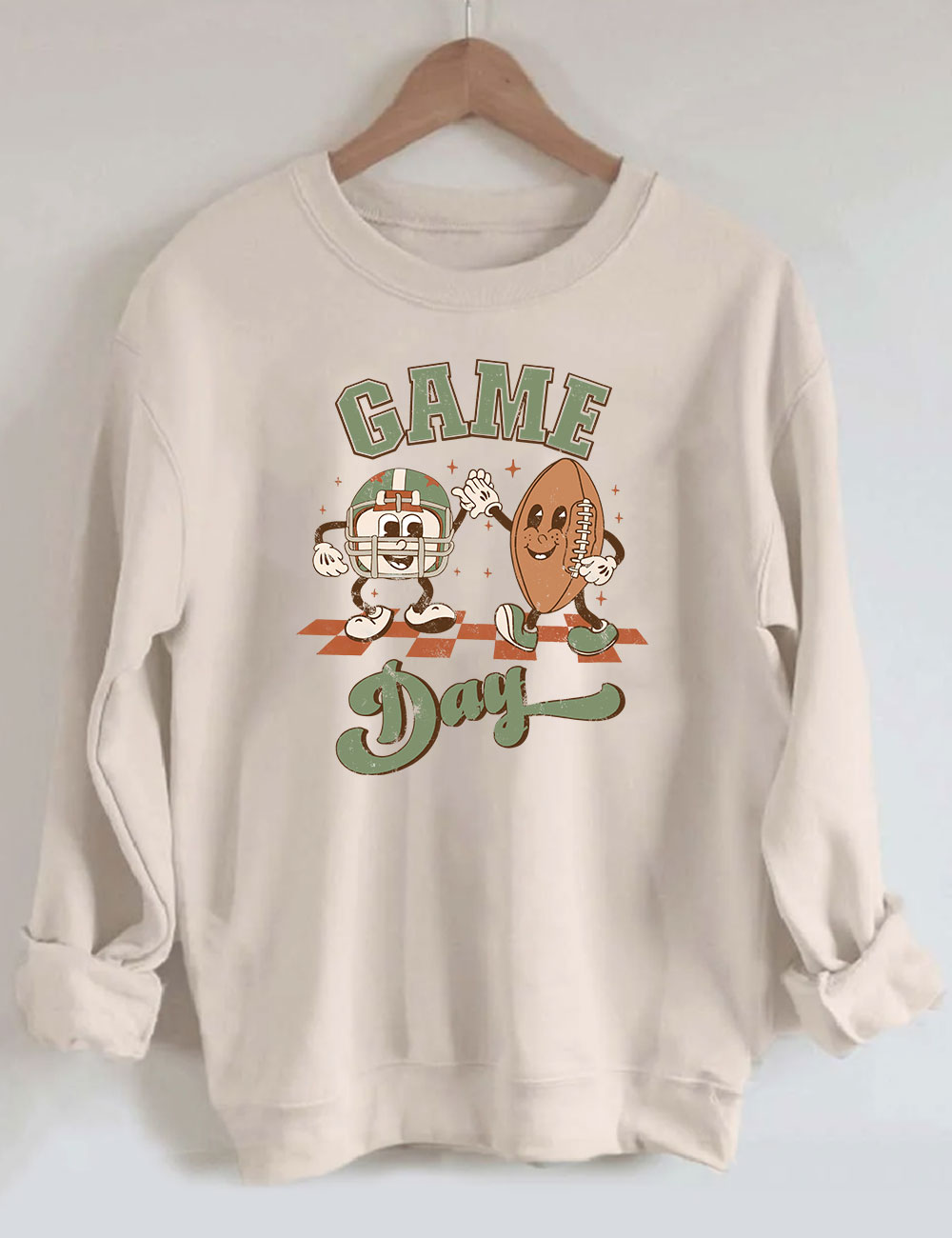 Distressed Retro Game Day Football Sweatshirt