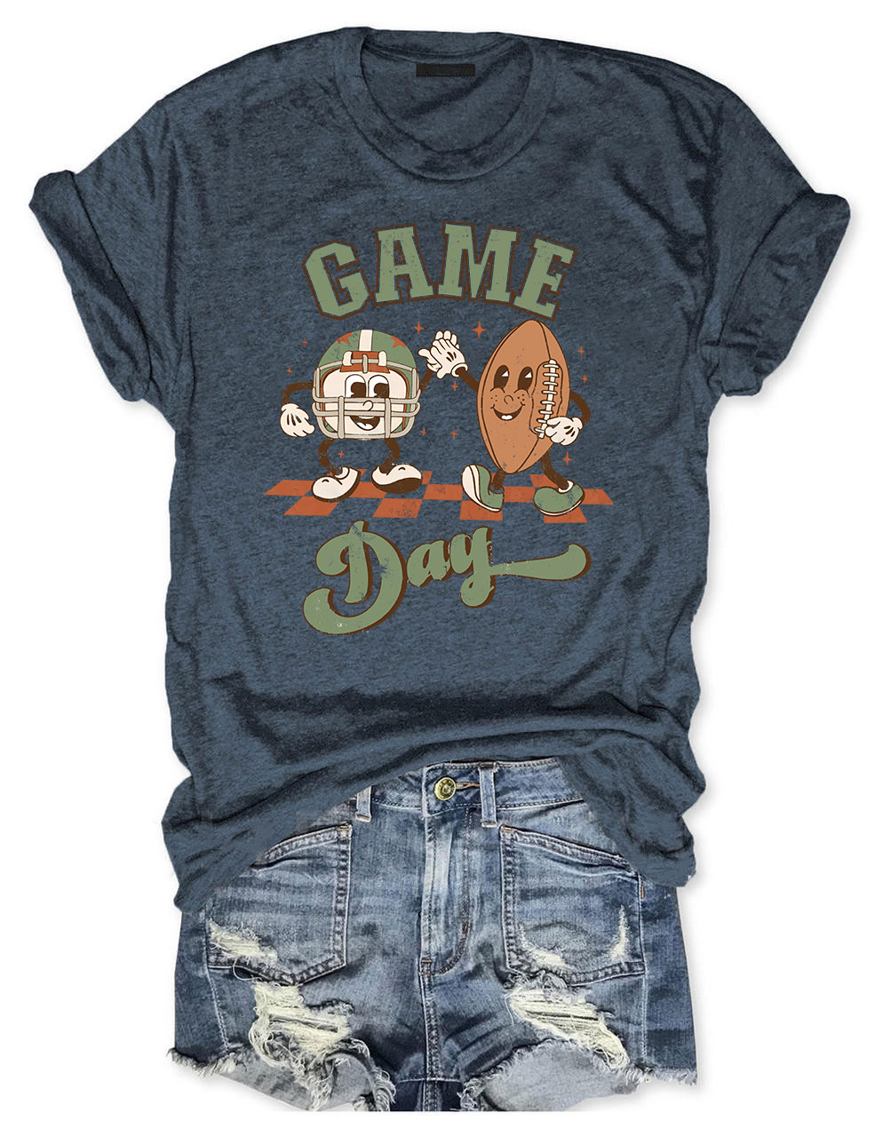 Distressed Retro Game Day Football T-Shirt
