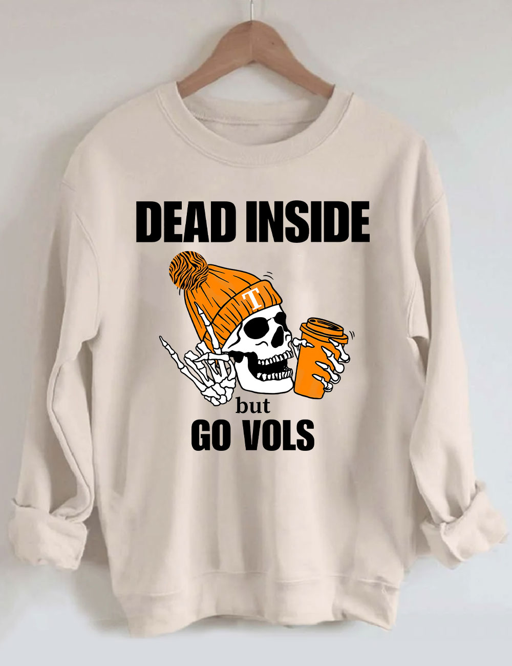 Tennessee Vols Dead Inside Skeleton Football Sweatshirt