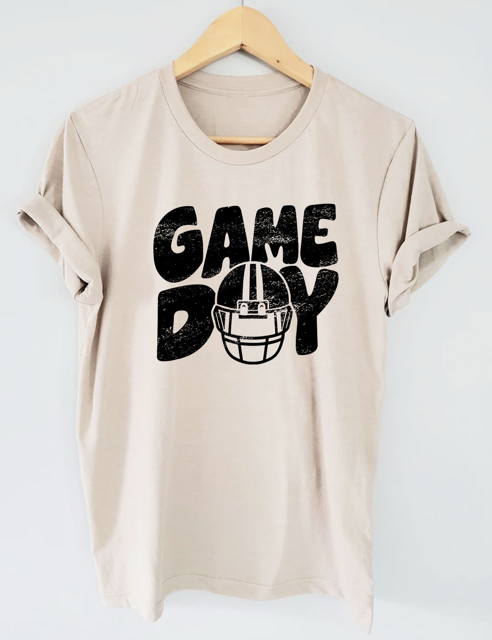 Distressed Helmet Football Game Day T-Shirt