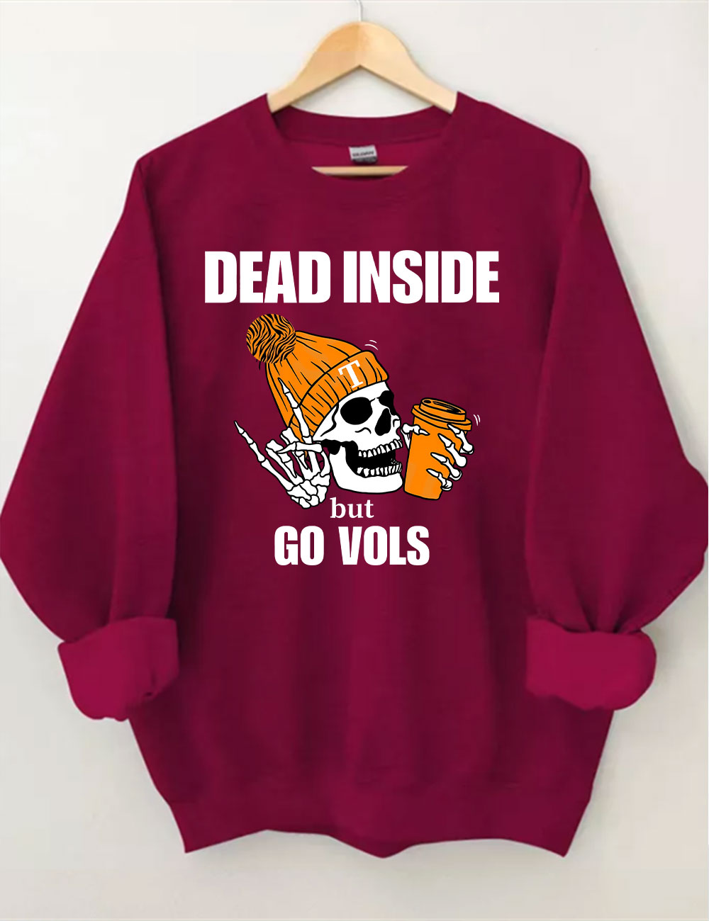 Tennessee Vols Dead Inside Skeleton Football Sweatshirt
