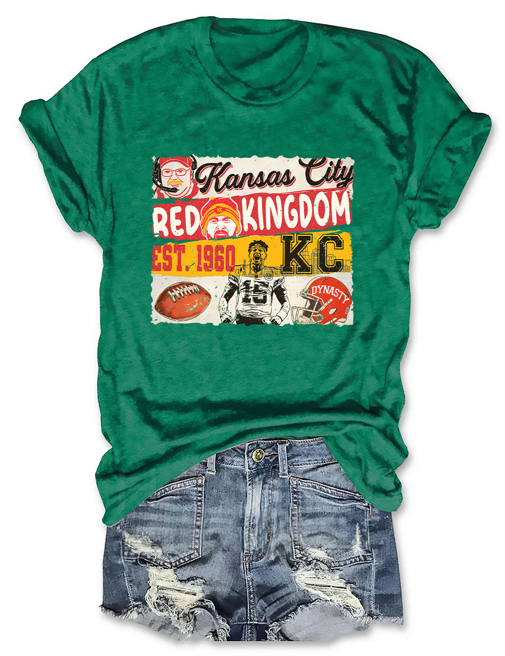 KC Chiefs Red Kingdom Superbowl Football T-Shirt