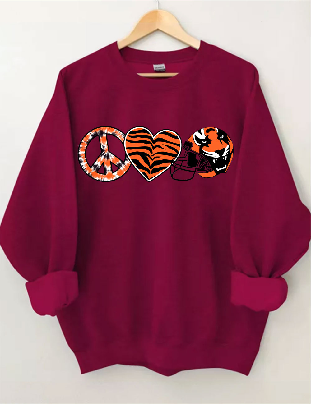 Peace And Love Tiger Bengals Cincinnati Football Sweatshirt
