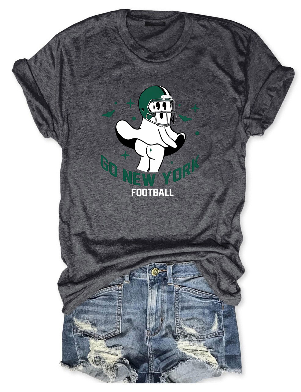 Go New York Green Team Football Funny Ghost T-Shirt