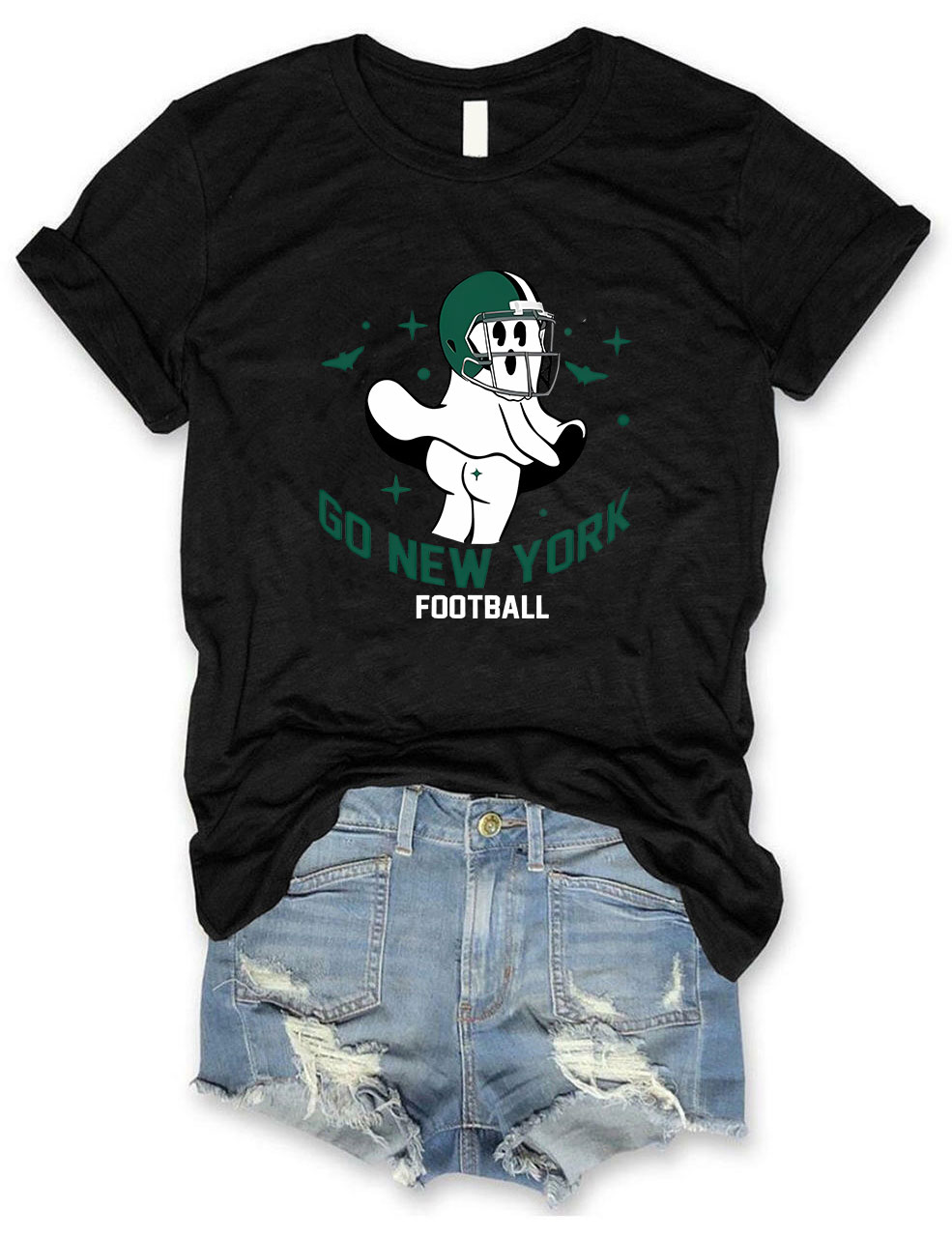 Go New York Green Team Football Funny Ghost T-Shirt