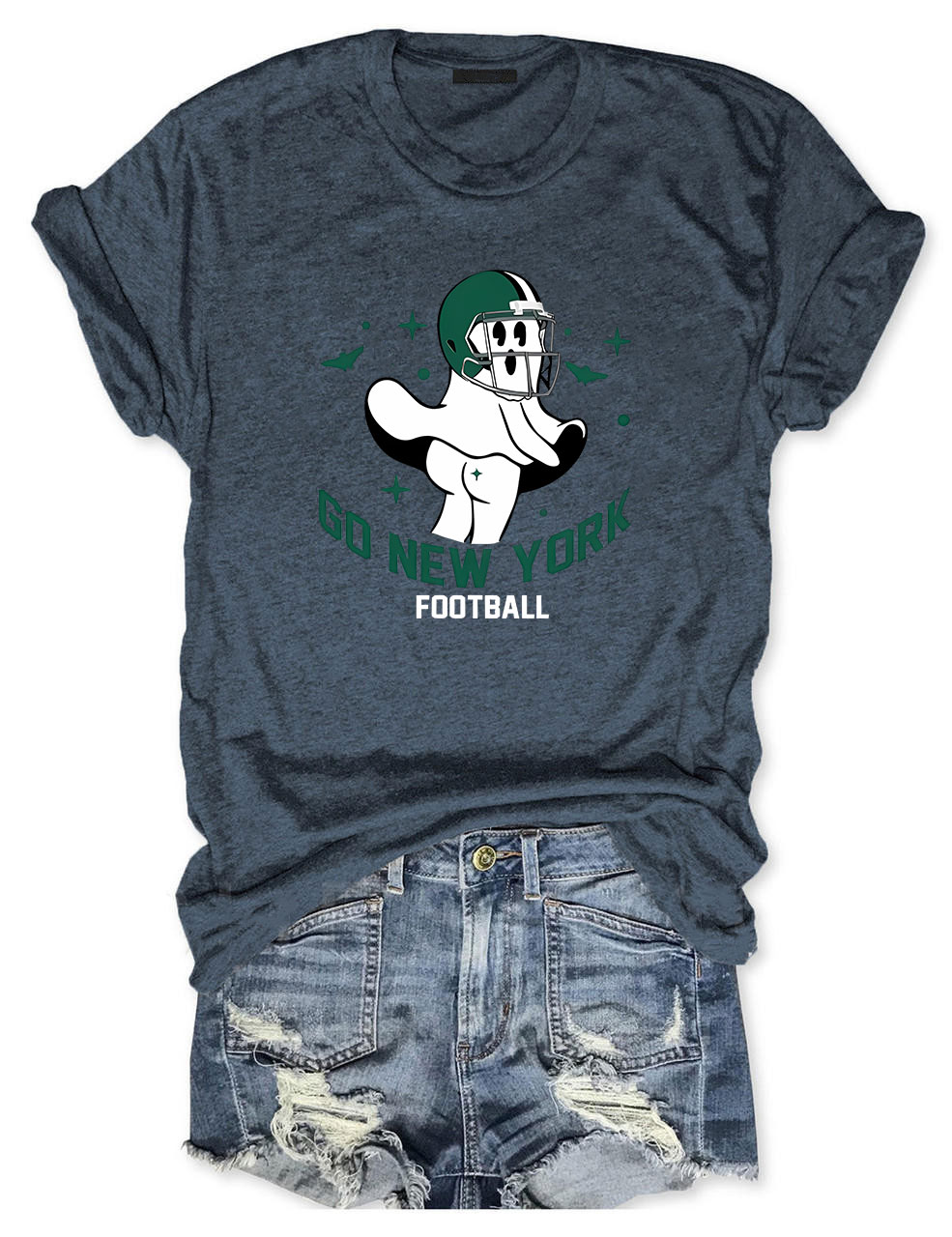 Go New York Green Team Football Funny Ghost T-Shirt