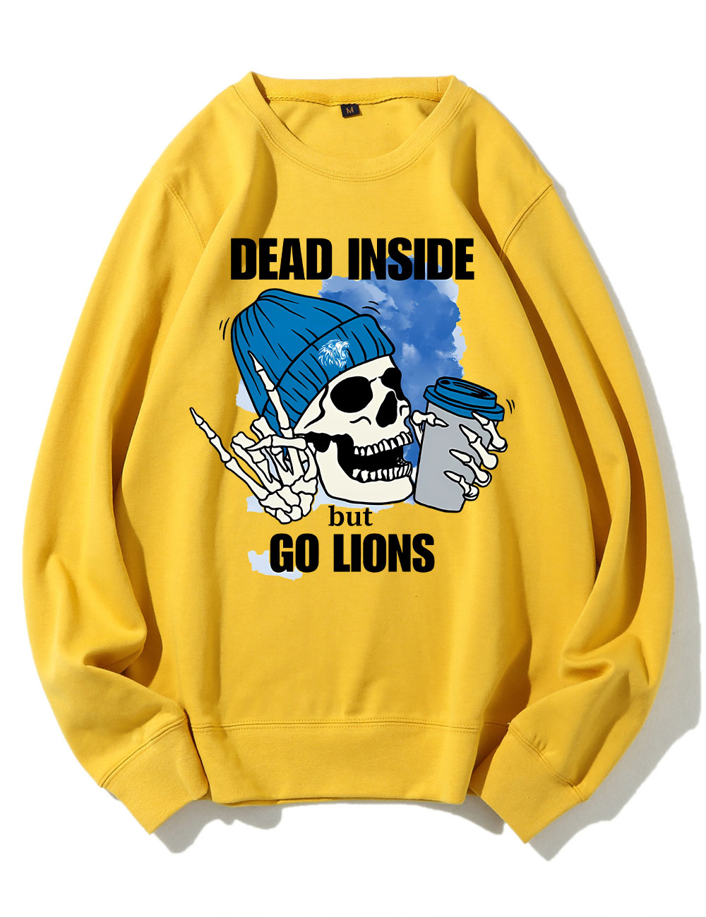 Dead Inside But Go Lions Detroit Skeleton Football Sweatshirt