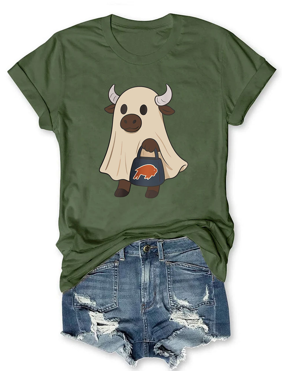 Halloween Ghost Buffalo Funny T-Shirt