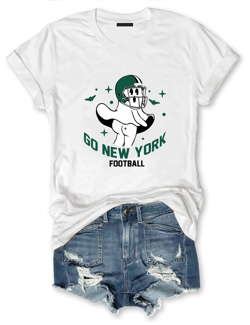 Go New York Green Team Football Funny Ghost T-Shirt