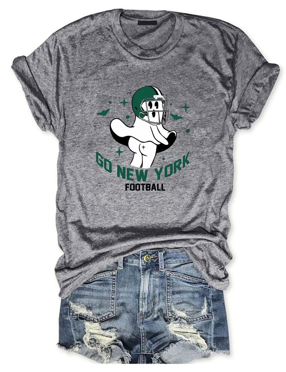 Go New York Green Team Football Funny Ghost T-Shirt