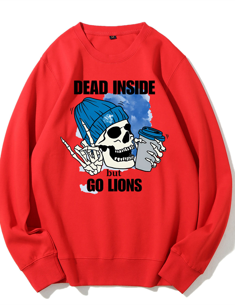 Dead Inside But Go Lions Detroit Skeleton Football Sweatshirt
