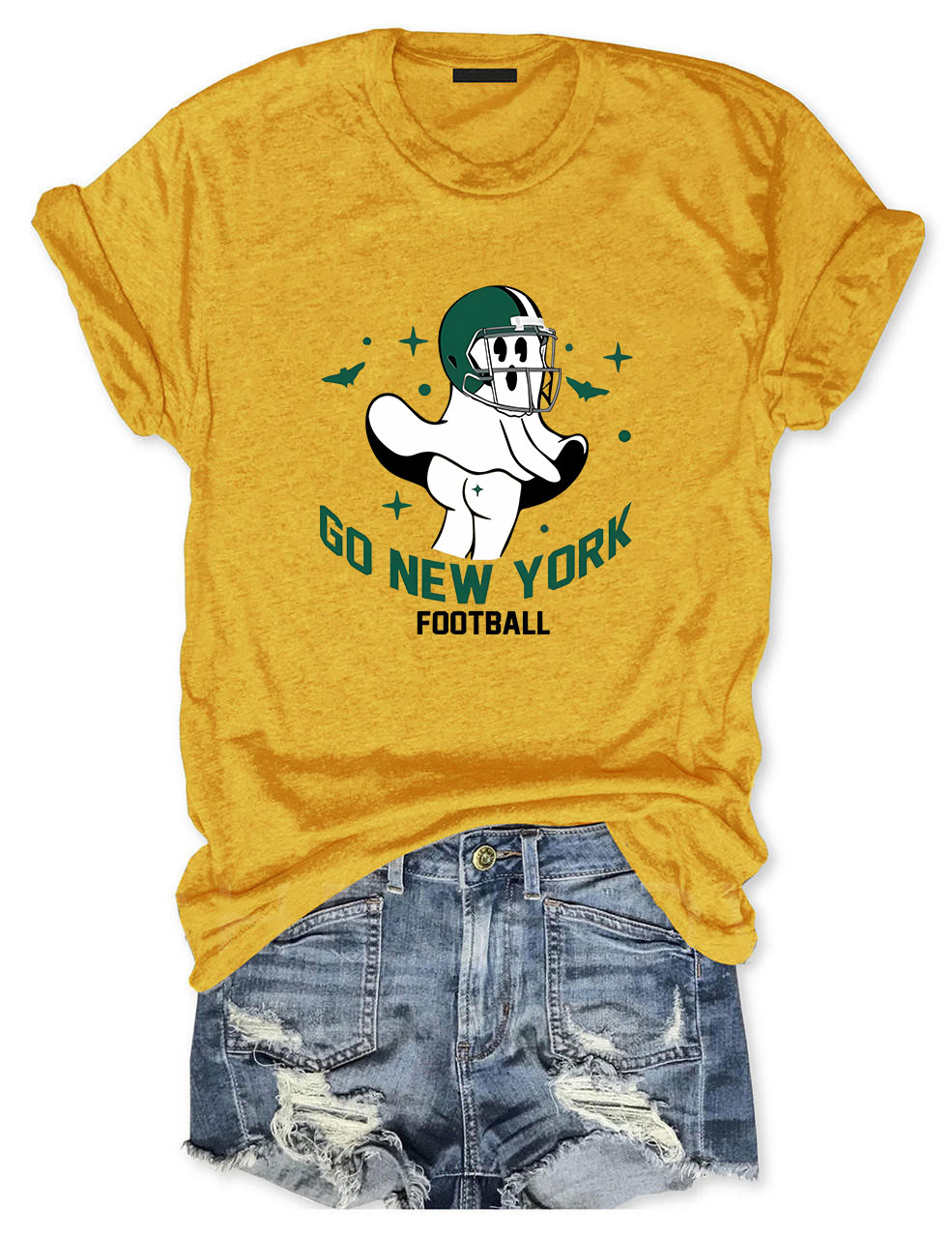 Go New York Green Team Football Funny Ghost T-Shirt