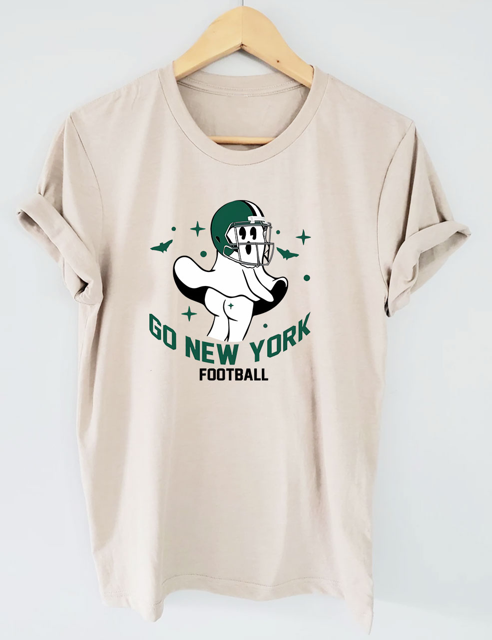 Go New York Green Team Football Funny Ghost T-Shirt
