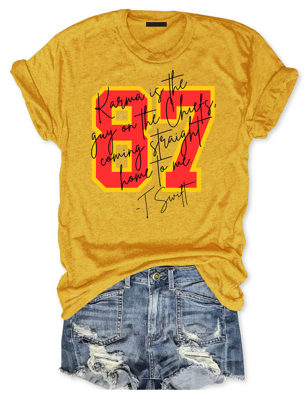 Karma is the guy on the chiefs T-Shirt