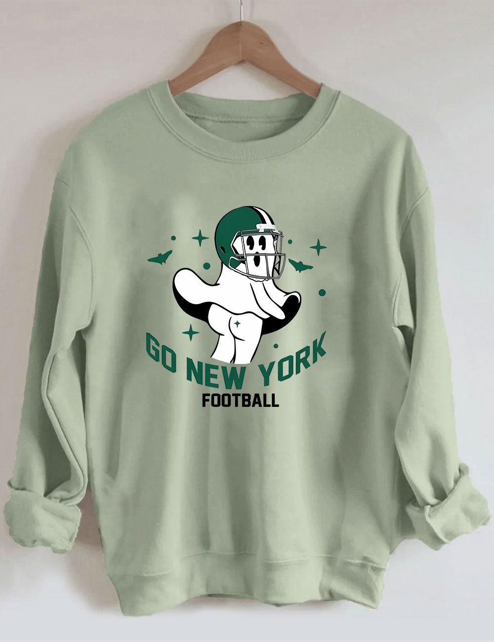 Go New York Green Team Football Funny Ghost Sweatshirt