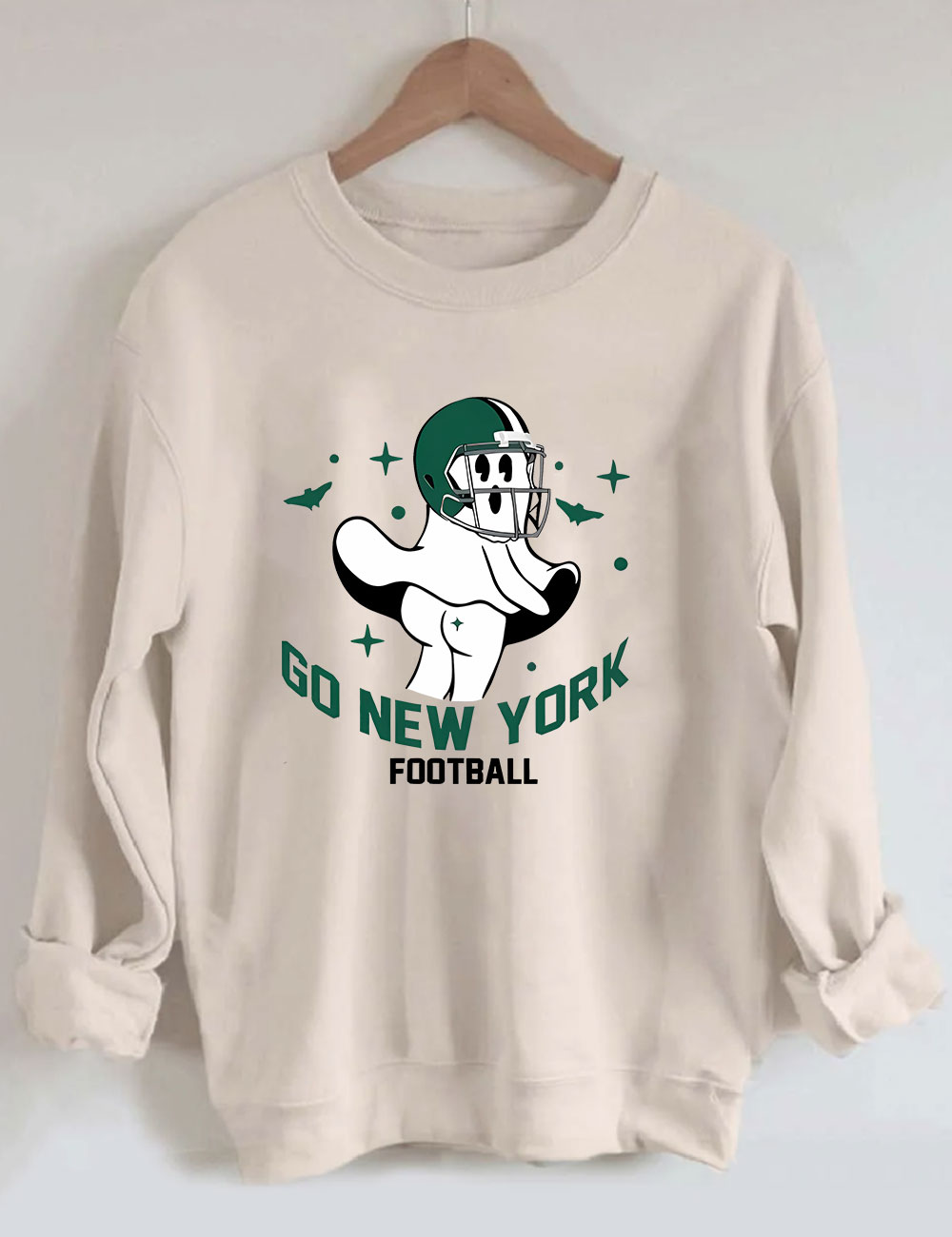 Go New York Green Team Football Funny Ghost Sweatshirt