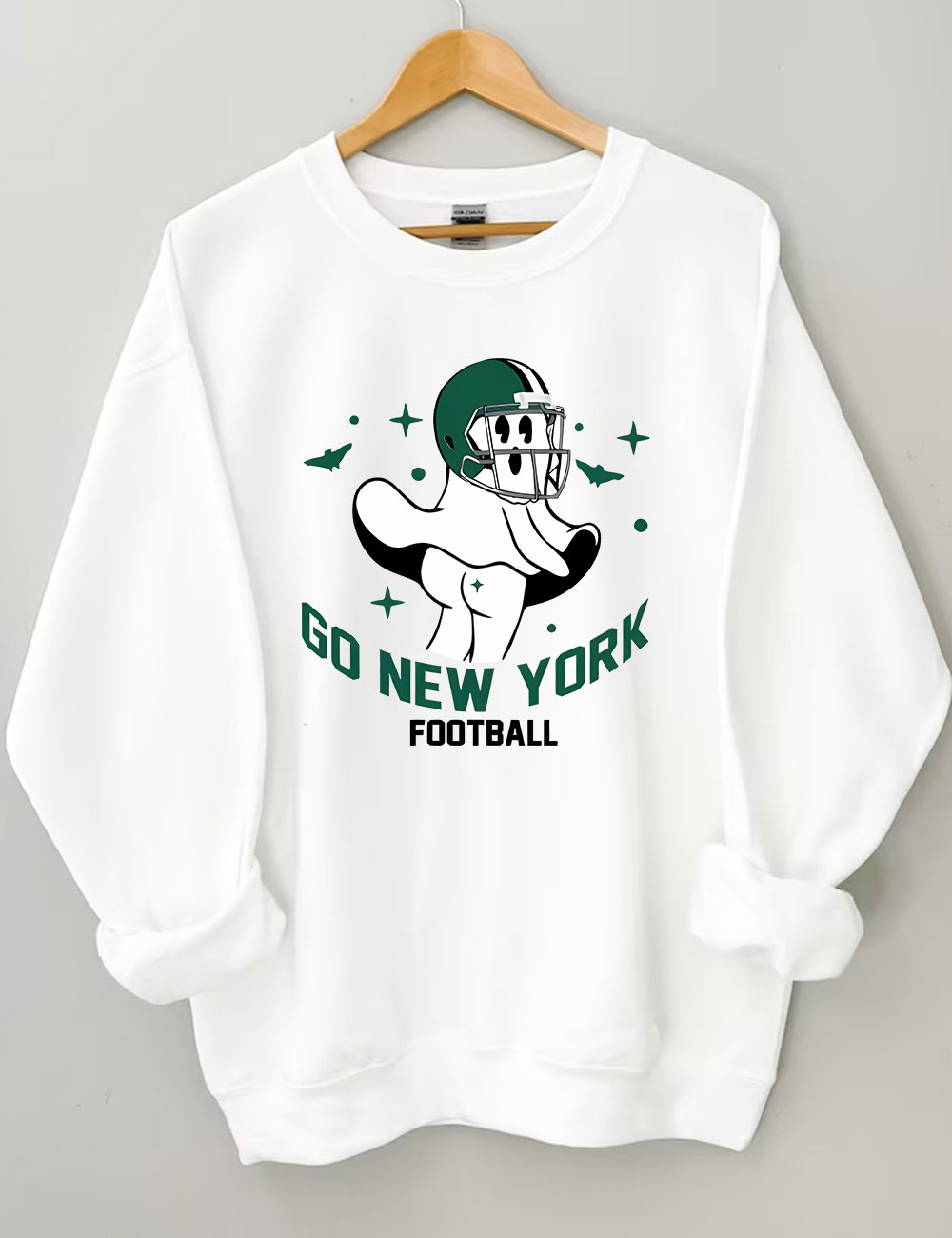 Go New York Green Team Football Funny Ghost Sweatshirt