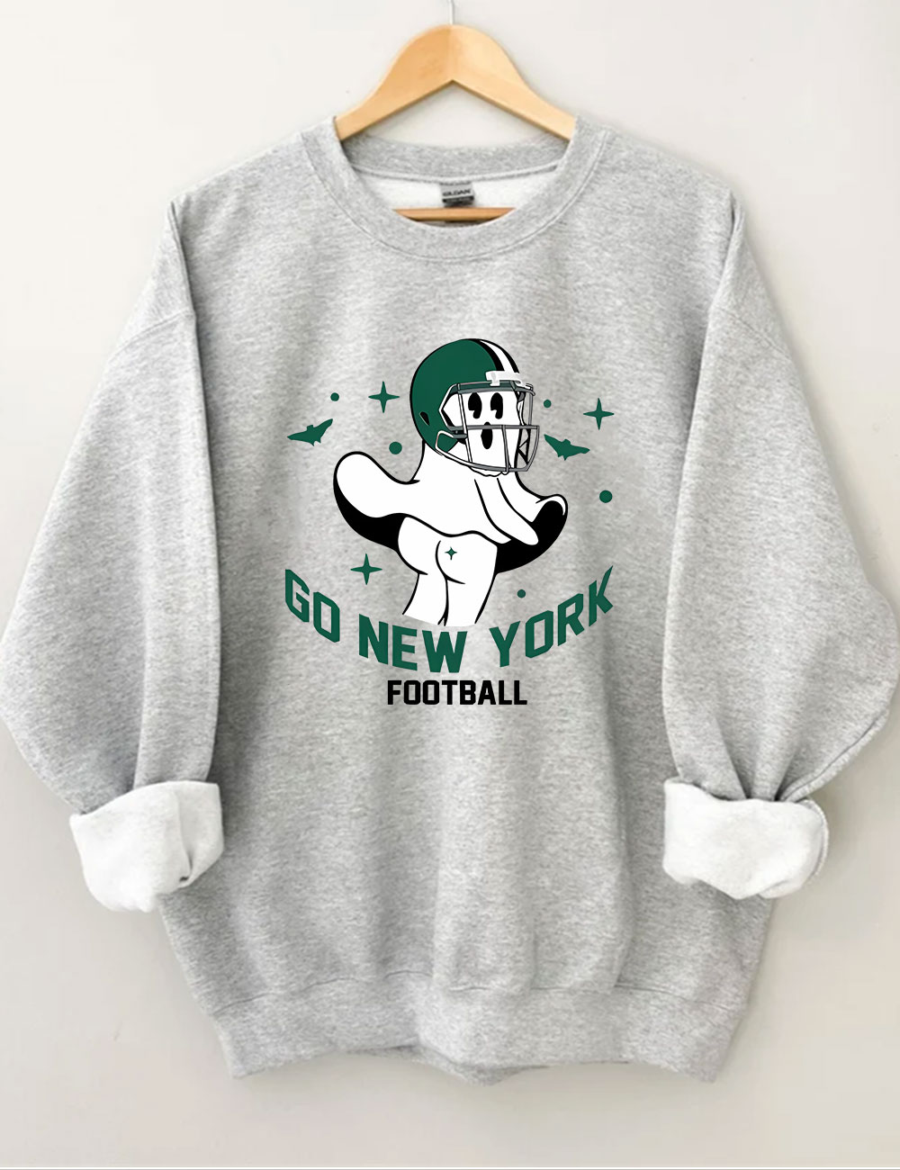 Go New York Green Team Football Funny Ghost Sweatshirt