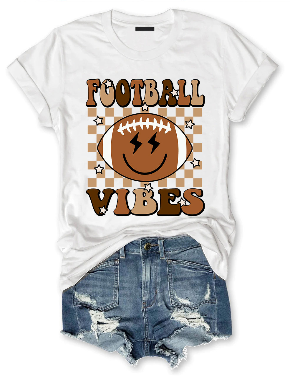 Smile Happy Face Football Vibes T-Shirt