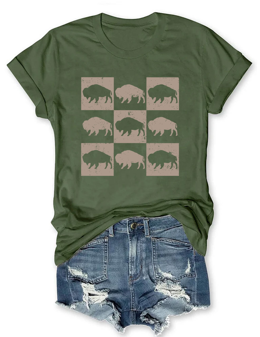 Boho Western Buffalo Funny Football T-Shirt
