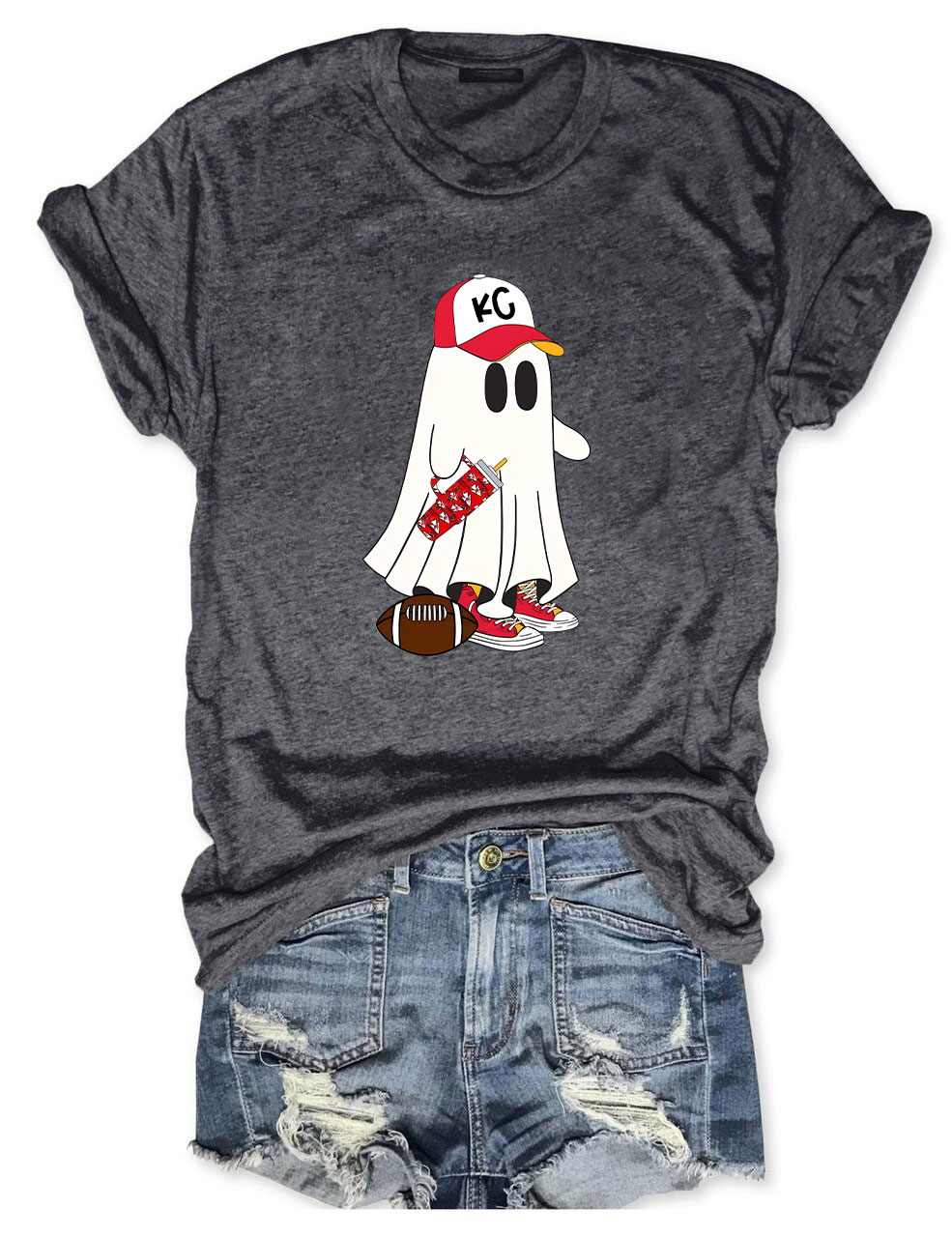 Kansas City Football Spooky Ghost T-Shirt