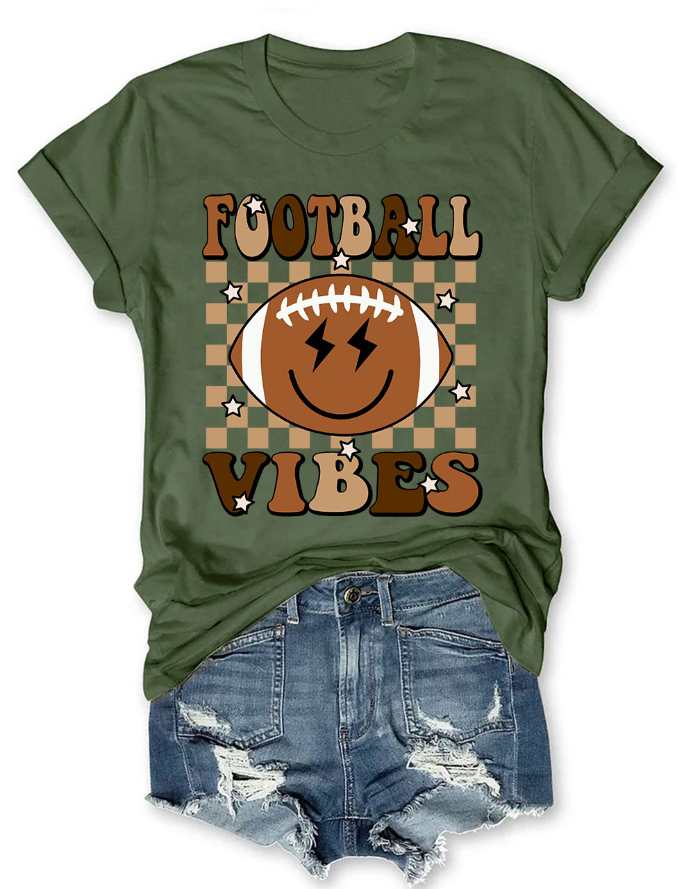 Smile Happy Face Football Vibes T-Shirt