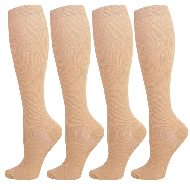 Knee-high Sports Socks for Men and Women - 4 Pairs Socks