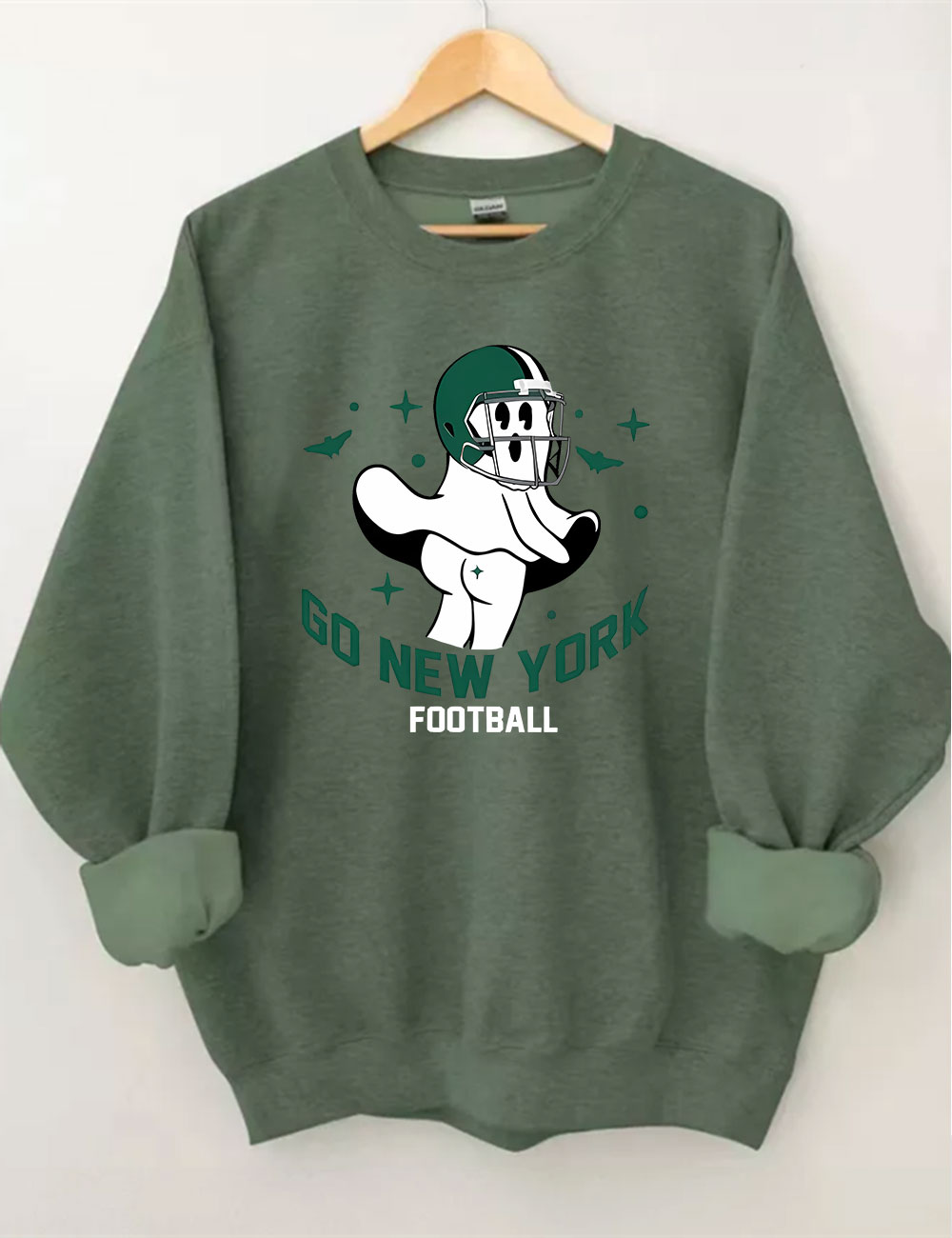 Go New York Green Team Football Funny Ghost Sweatshirt