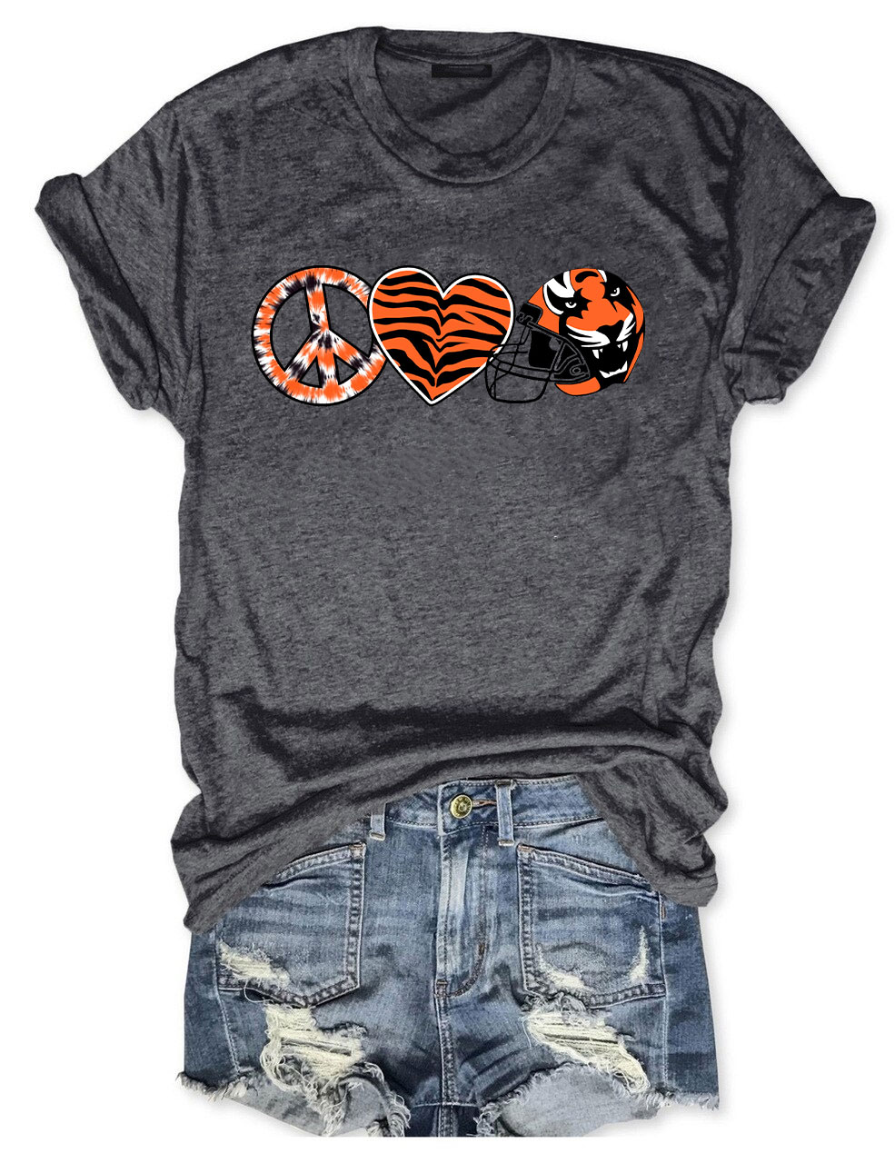Peace And Love Tiger Bengals Cincinnati Football T-Shirt