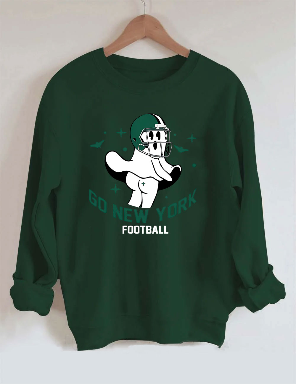 Go New York Green Team Football Funny Ghost Sweatshirt
