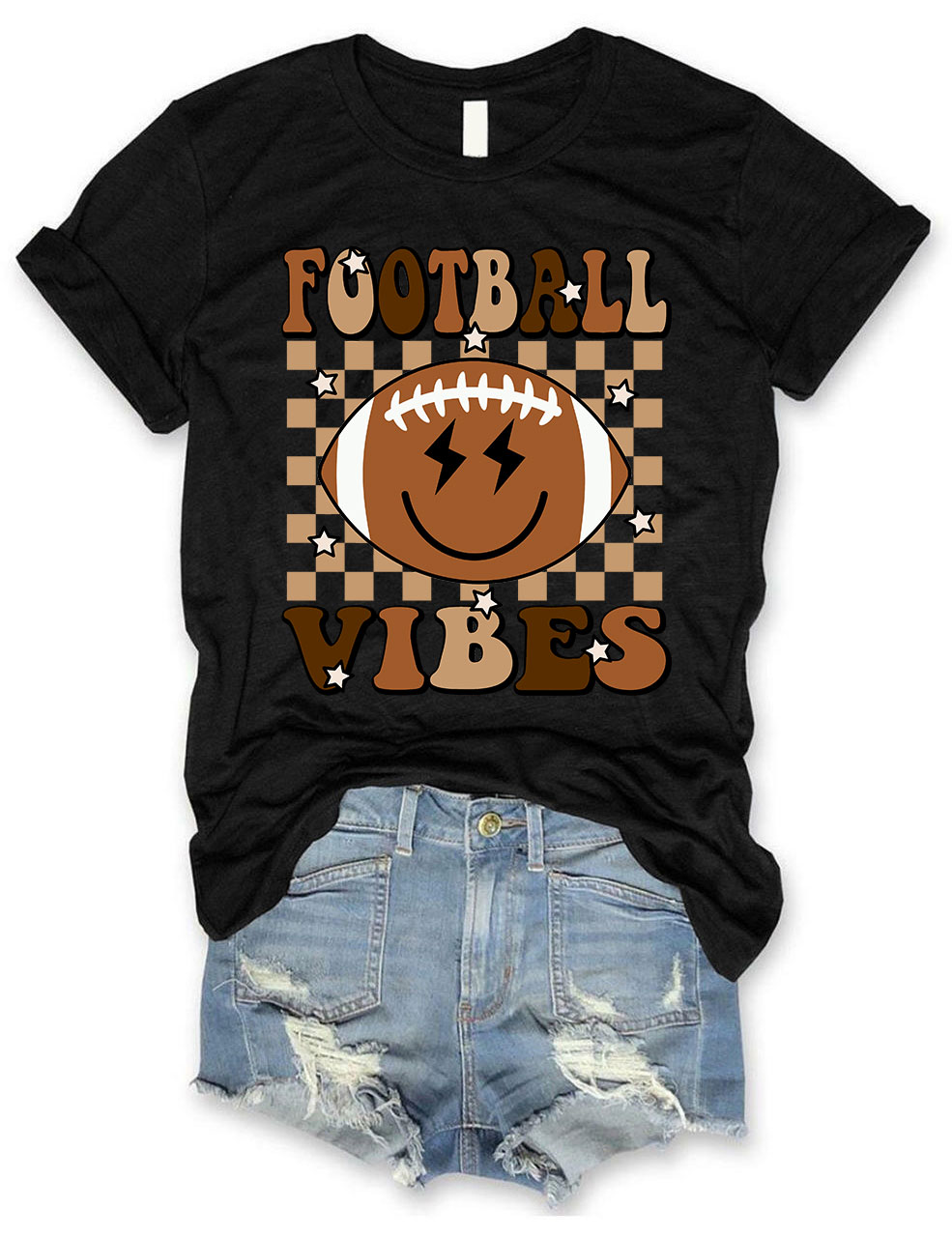 Smile Happy Face Football Vibes T-Shirt
