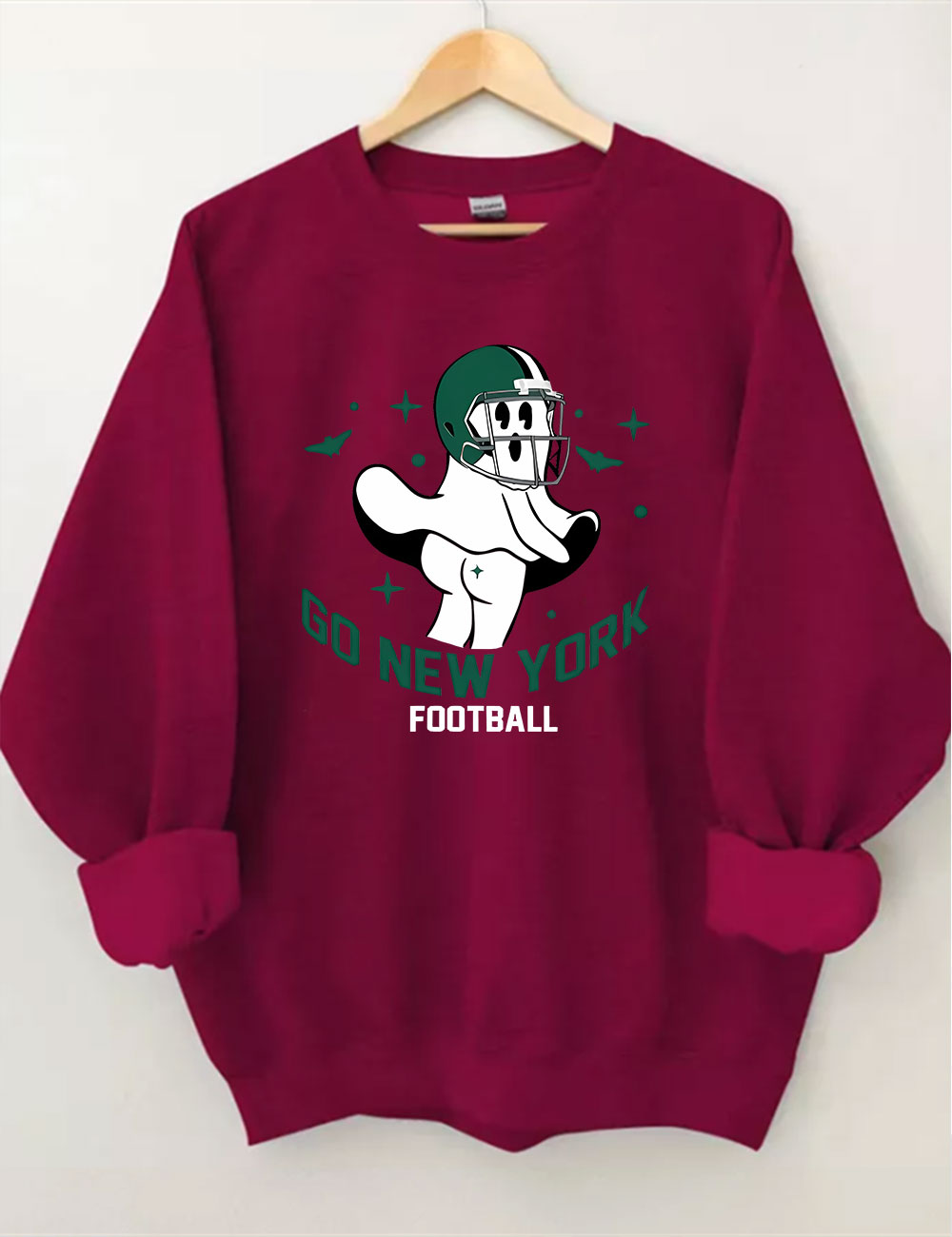 Go New York Green Team Football Funny Ghost Sweatshirt