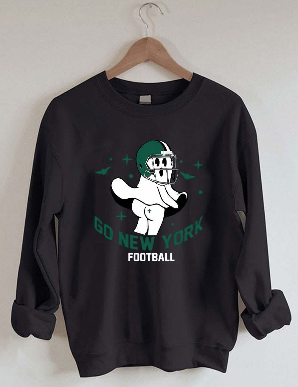 Go New York Green Team Football Funny Ghost Sweatshirt
