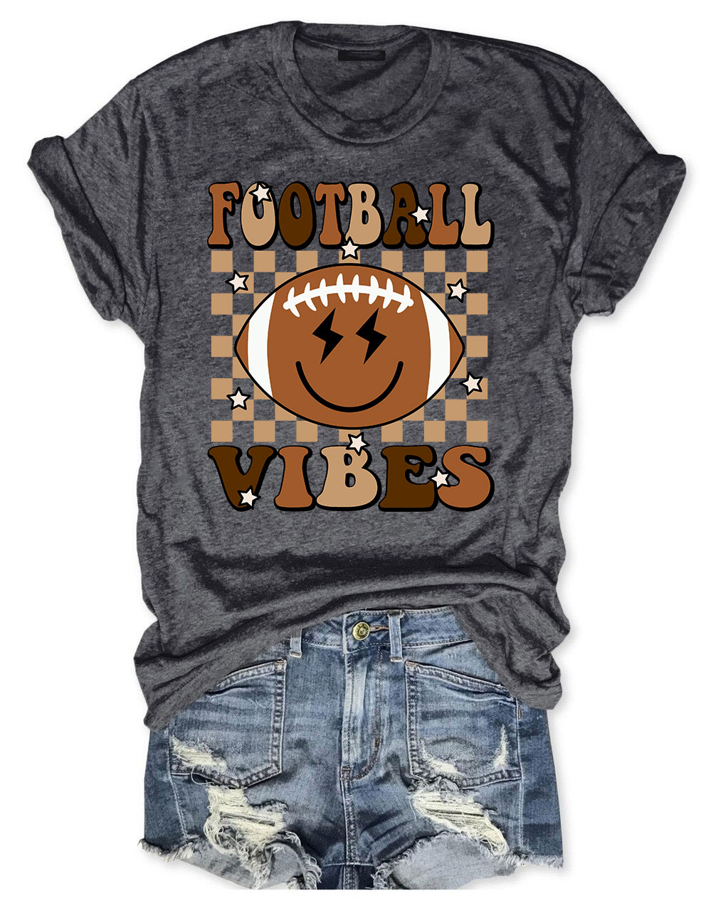 Smile Happy Face Football Vibes T-Shirt