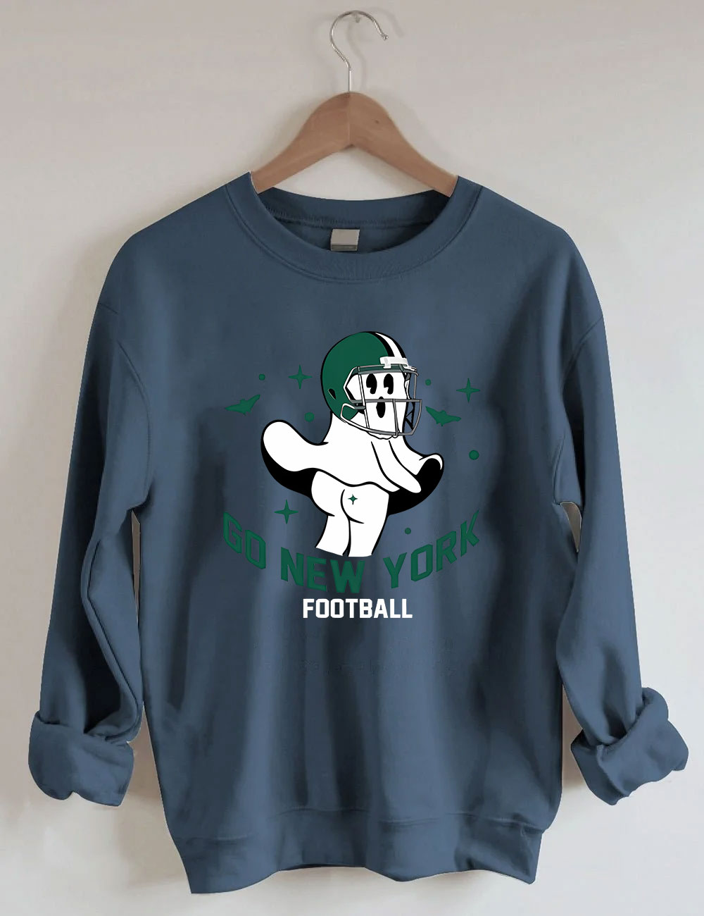 Go New York Green Team Football Funny Ghost Sweatshirt